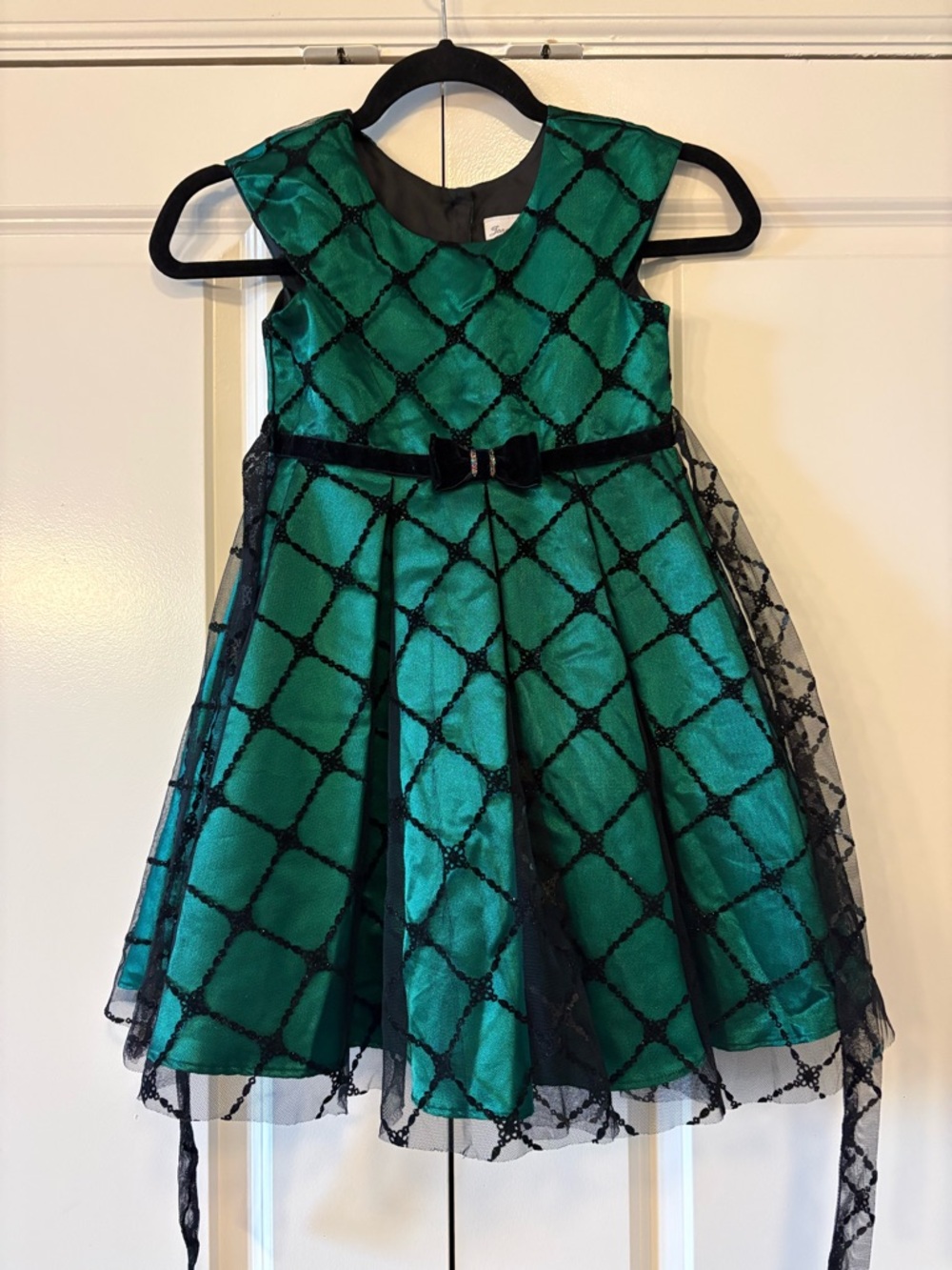 Jona Michelle Emerald Green Dress with Black Lace Overlay